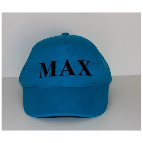 Petroluimsblå børnekasket med navn på