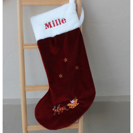 Luksus velour julestrømpe med navn på.