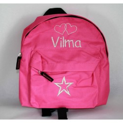 Fin pink rygsæk med navn og plads til madpakke og bamse